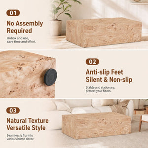 English Elm Natural-Style Wood Grain MDF Coffee Table Wabi-Sabi Low Profile Sofa Side Surface Freely Combine 3 Sizes W1151P454441