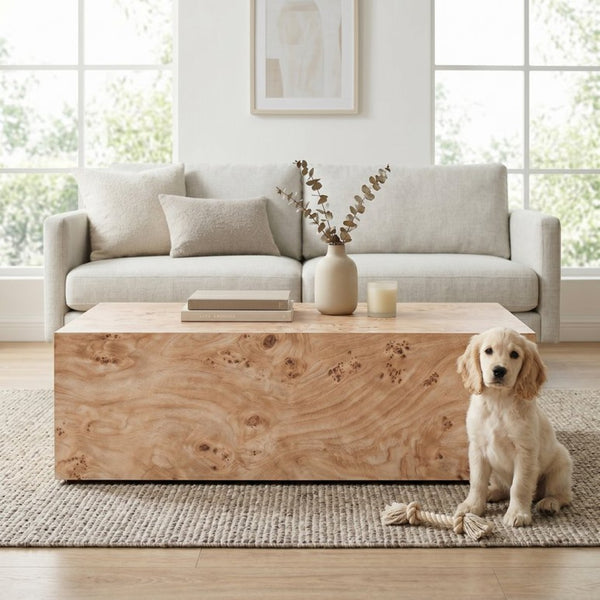 English Elm Natural-Style Wood Grain MDF Coffee Table Wabi-Sabi Low Profile Sofa Side Surface Freely Combine 3 Sizes W1151P454441