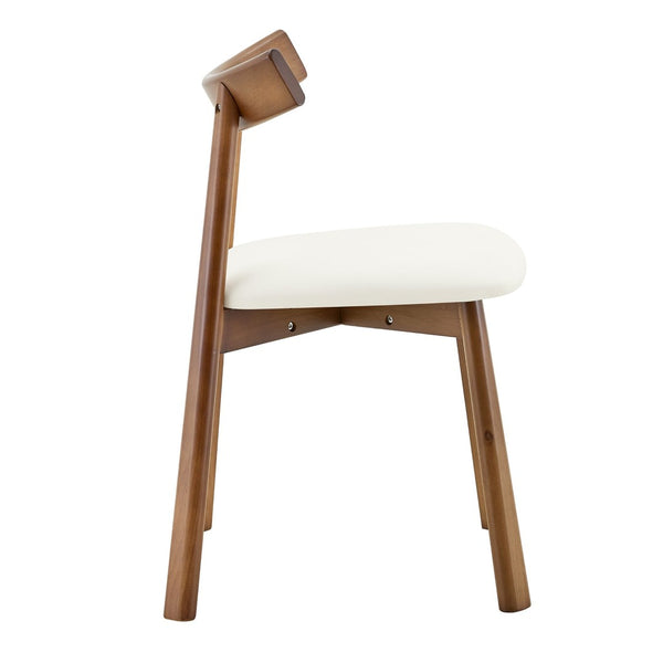 English Elm 2 Solid Wood Ergonomic Dining Chairs with Pu Cushioned Seats and Curved Lumbar Backrests Walnut+White W1151P455533