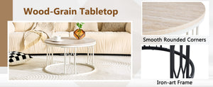 English Elm Round Faux Travertine Coffee Table with Diamond Openwork Legs Wabi-Sabi Living Room W1151P457592