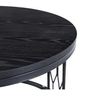 English Elm Black Round MDF Coffee Table Industrial Diamond Metal Base Compact Living Room W1151P457593