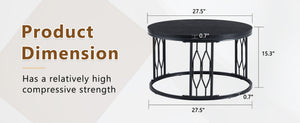 English Elm Black Round MDF Coffee Table Industrial Diamond Metal Base Compact Living Room W1151P457593