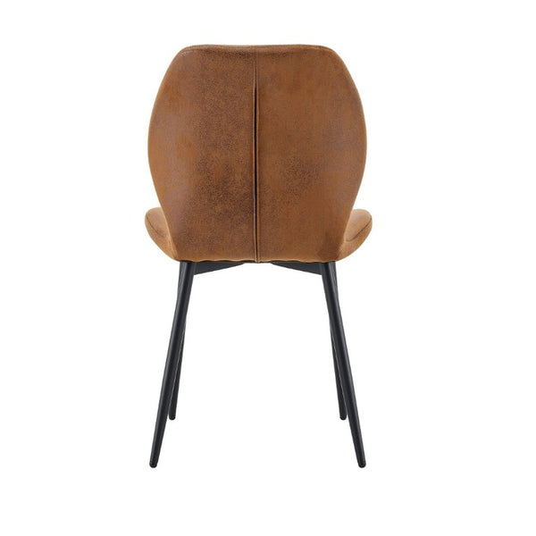 English Elm 4-Piece Diamond Quilted Suede Dining Chair Set with Slim Black Metal Legs Brown W1151P458007