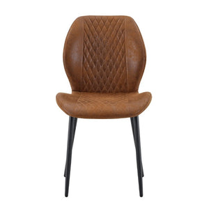English Elm 4-Piece Diamond Quilted Suede Dining Chair Set with Slim Black Metal Legs Brown W1151P458007