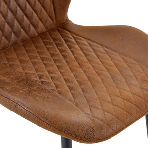 English Elm 4-Piece Diamond Quilted Suede Dining Chair Set with Slim Black Metal Legs Brown W1151P458007