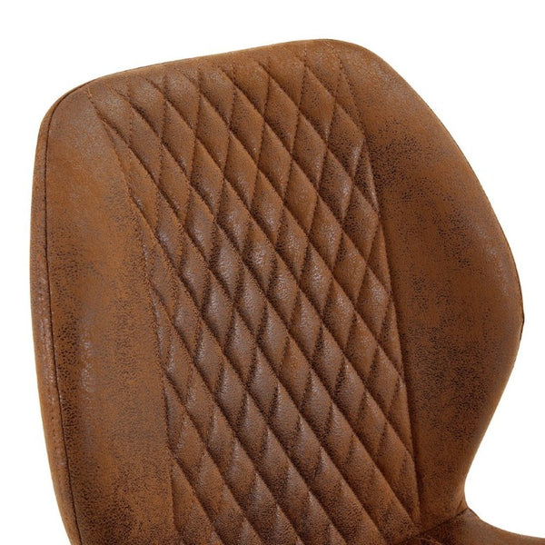 English Elm 4-Piece Diamond Quilted Suede Dining Chair Set with Slim Black Metal Legs Brown W1151P458007