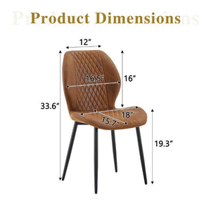 English Elm 4-Piece Diamond Quilted Suede Dining Chair Set with Slim Black Metal Legs Brown W1151P458007