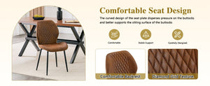 English Elm 4-Piece Diamond Quilted Suede Dining Chair Set with Slim Black Metal Legs Brown W1151P458007