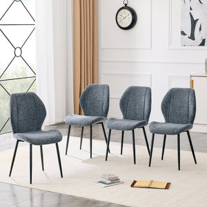 English Elm 4-pack Minimalist Upholstered Dining Chairs with Ergonomic Back and Powder-coated Legs W1151P458013