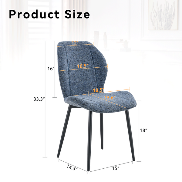 English Elm 4-pack Minimalist Upholstered Dining Chairs with Ergonomic Back and Powder-coated Legs W1151P458013