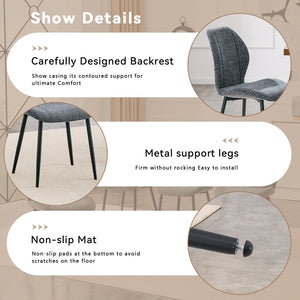 English Elm 4-pack Minimalist Upholstered Dining Chairs with Ergonomic Back and Powder-coated Legs W1151P458013