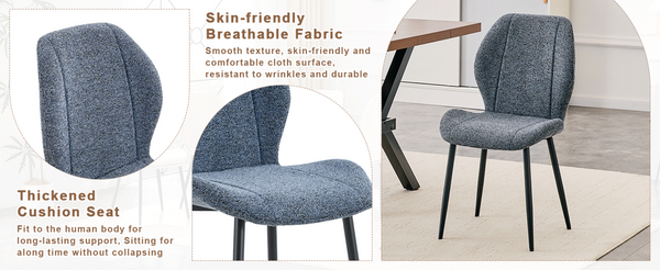 English Elm 4-pack Minimalist Upholstered Dining Chairs with Ergonomic Back and Powder-coated Legs W1151P458013