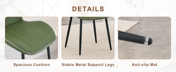 English Elm 4 Retro PU Dining Chairs with Curved Lumbar Backrest and Black Metal Legs for Home Office W1151P458015