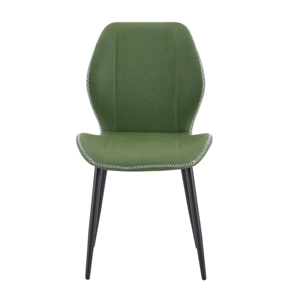 English Elm 4 Retro PU Dining Chairs with Curved Lumbar Backrest and Black Metal Legs for Home Office W1151P458015