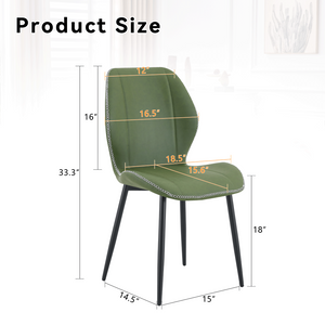 English Elm 4 Retro PU Dining Chairs with Curved Lumbar Backrest and Black Metal Legs for Home Office W1151P458015