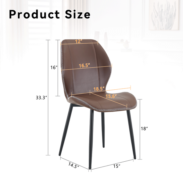 English Elm 4-Pack PU Leather Dining Chairs with Lumbar Support Matte Black Legs for Kitchen Office W1151P458016