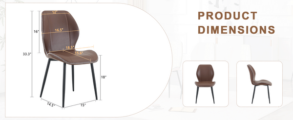 English Elm 4-Pack PU Leather Dining Chairs with Lumbar Support Matte Black Legs for Kitchen Office W1151P458016