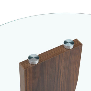 English Elm Creative Two Tier Tempered Glass Coffee Table with Curved Mdf Base for Modern Living Walnut W1151P458020