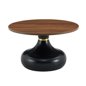 English Elm Affordable Gourd-Shaped Nesting Coffee Table Set Walnut MDF Top Gold Accent Base W1151P458846