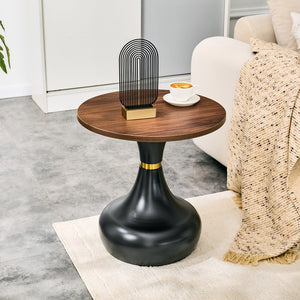 English Elm Affordable Gourd-Shaped Nesting Coffee Table Set Walnut MDF Top Gold Accent Base W1151P458846