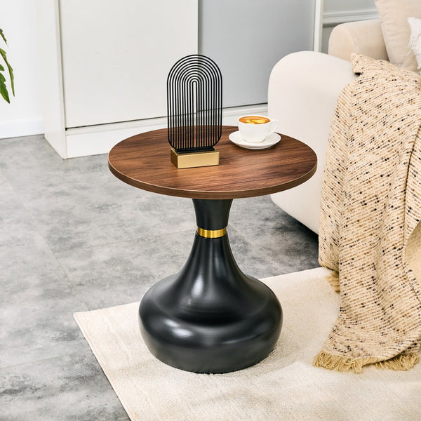 English Elm Affordable Gourd-Shaped Nesting Coffee Table Set Walnut MDF Top Gold Accent Base W1151P458846