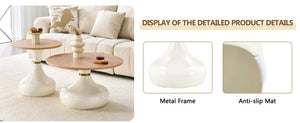 English Elm Affordable Gourd Shaped Nesting Coffee Table Set with MDF Top and Gold Accent Base Off White, Wood W1151P458847