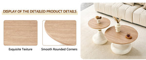English Elm Affordable Gourd Shaped Nesting Coffee Table Set with MDF Top and Gold Accent Base Off White, Wood W1151P458847