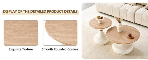 English Elm Affordable Gourd Shaped Nesting Coffee Table Set with MDF Top and Gold Accent Base Off White, Wood W1151P458847