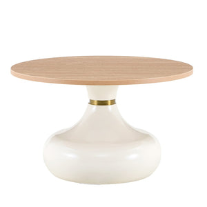 English Elm Affordable Gourd Shaped Nesting Coffee Table Set with MDF Top and Gold Accent Base Off White, Wood W1151P458847