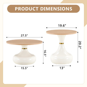 English Elm Affordable Gourd Shaped Nesting Coffee Table Set with MDF Top and Gold Accent Base Off White, Wood W1151P458847