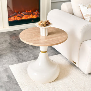 English Elm Affordable Gourd Shaped Nesting Coffee Table Set with MDF Top and Gold Accent Base Off White, Wood W1151P458847