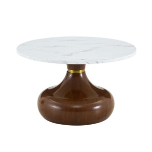 English Elm Affordable Gourd Shaped Nesting Coffee Table Set with MDF Top and Gold Accent Base Walnut, White W1151P458848