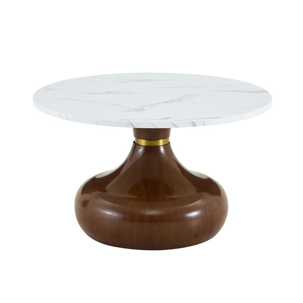 English Elm Affordable Gourd Shaped Nesting Coffee Table Set with MDF Top and Gold Accent Base Walnut, White W1151P458848