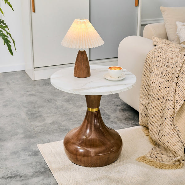 English Elm Affordable Gourd Shaped Nesting Coffee Table Set with MDF Top and Gold Accent Base Walnut, White W1151P458848