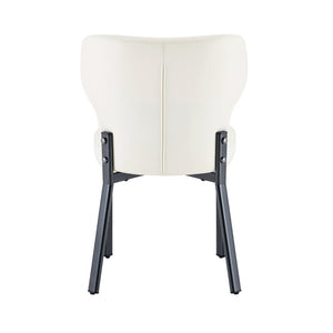 English Elm White PU Leather Pleated Back Dining Chairs with Matte Black Legs Set of 2 W1151P463587