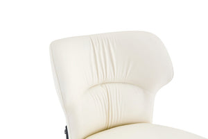 English Elm White PU Leather Pleated Back Dining Chairs with Matte Black Legs Set of 2 W1151P463587