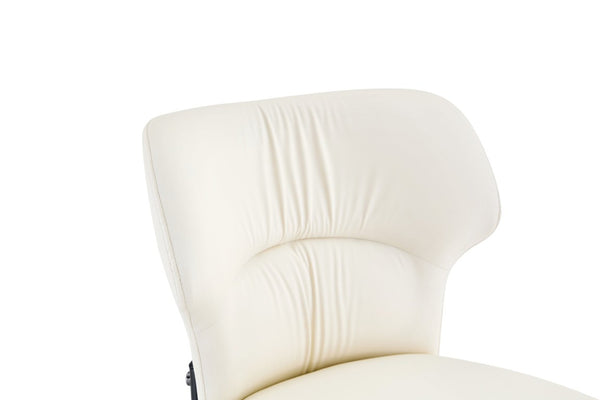 English Elm White PU Leather Pleated Back Dining Chairs with Matte Black Legs Set of 2 W1151P463587