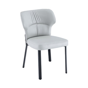 English Elm Light Gray PU Leather Pleated Back Dining Chairs with Matte Black Legs Set of 2 W1151P463588