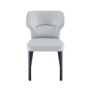 English Elm Light Gray PU Leather Pleated Back Dining Chairs with Matte Black Legs Set of 2 W1151P463588