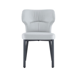 English Elm Light Gray PU Leather Pleated Back Dining Chairs with Matte Black Legs Set of 2 W1151P463588