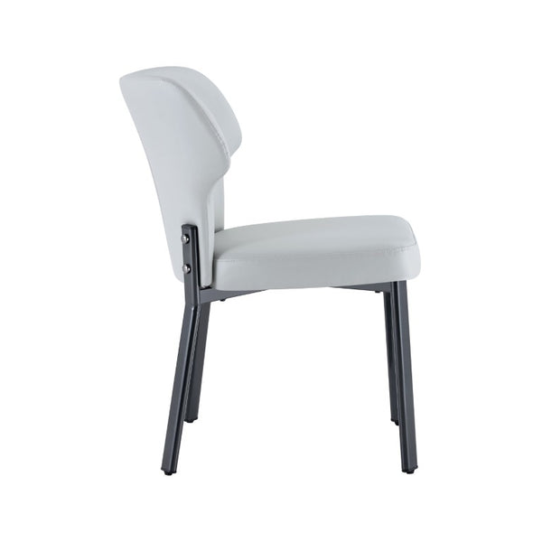 English Elm Light Gray PU Leather Pleated Back Dining Chairs with Matte Black Legs Set of 2 W1151P463588