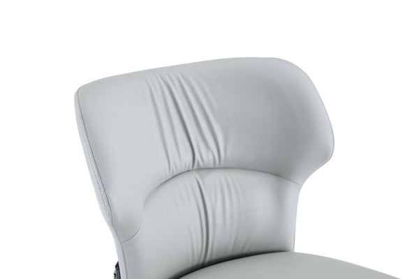 English Elm Light Gray PU Leather Pleated Back Dining Chairs with Matte Black Legs Set of 2 W1151P463588