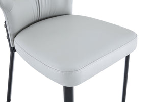English Elm Light Gray PU Leather Pleated Back Dining Chairs with Matte Black Legs Set of 2 W1151P463588