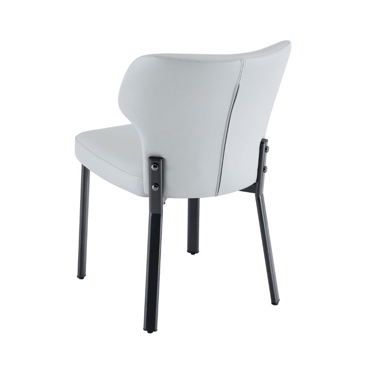 English Elm Light Gray PU Leather Pleated Back Dining Chairs with Matte Black Legs Set of 2 W1151P463588