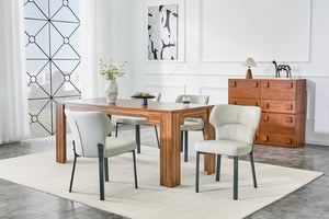 English Elm Light Gray PU Leather Pleated Back Dining Chairs with Matte Black Legs Set of 2 W1151P463588