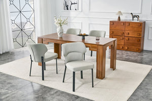 English Elm Light Gray PU Leather Pleated Back Dining Chairs with Matte Black Legs Set of 2 W1151P463588