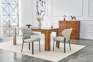 English Elm Light Gray PU Leather Pleated Back Dining Chairs with Matte Black Legs Set of 2 W1151P463588