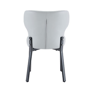 English Elm Light Gray PU Leather Pleated Back Dining Chairs with Matte Black Legs Set of 2 W1151P463588