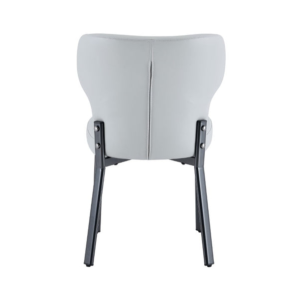 English Elm Light Gray PU Leather Pleated Back Dining Chairs with Matte Black Legs Set of 2 W1151P463588