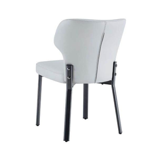 English Elm Light Gray PU Leather Pleated Back Dining Chairs with Matte Black Legs Set of 2 W1151P463588